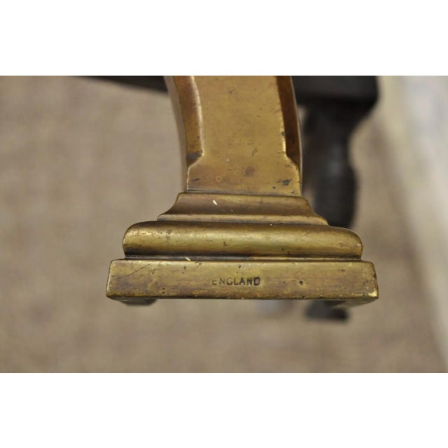 Metal Antique English Federal Brass Cannonball Fireplace Andirons With Patina - Pair For Sale - Image 7 of 10