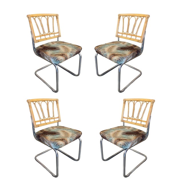 Wood Rare Restored Marcel Breuer Rattan Back Chrome "Cesca" Chairs by Virco, Set of 4 For Sale - Image 7 of 7