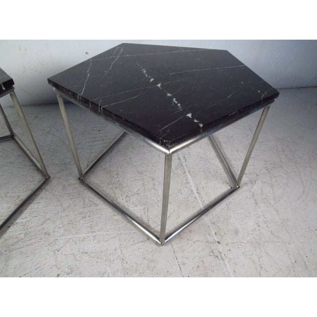Mid-Century Marble-Top Side Tables - a Pair For Sale - Image 11 of 12