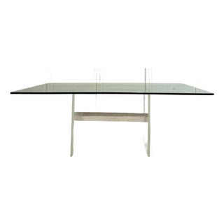 Modern Lucite and Polished Aluminum Glass Top Dining Table For Sale