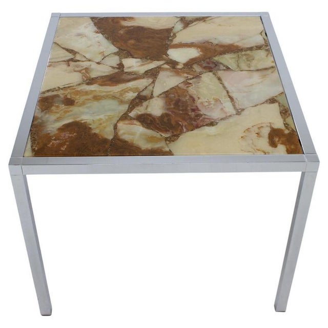 Resin and Stone Chrome Plated Coffee Table, Germany, 1980s For Sale - Image 11 of 11