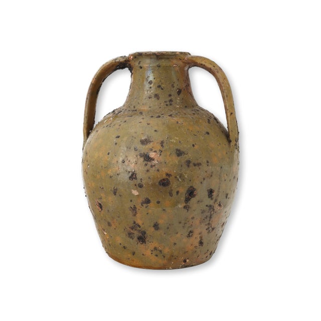 Late 19th Century Large Antique French Glazed Terracotta Olive Oil Jug For Sale - Image 5 of 7