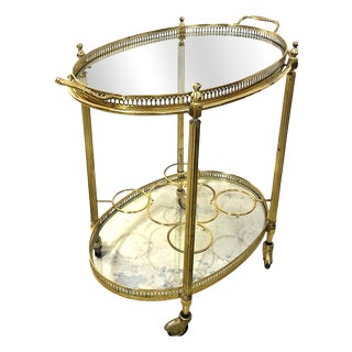 Vintage French Brass Bar Cart from Maison Baguès For Sale