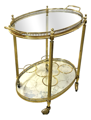 Vintage French Brass Bar Cart from Maison Baguès