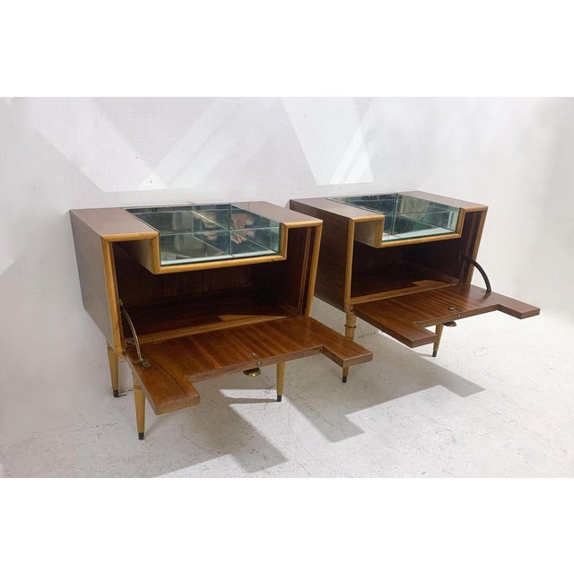 Wood Italian Nightstand in the Style of Borsani, Italy, 1950s, Set of 2 For Sale - Image 7 of 11