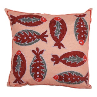 Suzani Fish Pillow Cover For Sale