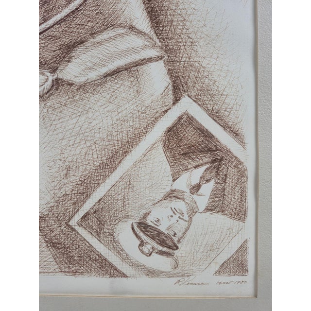 Drawing/Sketching Materials Vintage 1980 Signed R. Krause Metal Framed Pen & Ink Navy Naval Military Art Drawing For Sale - Image 7 of 11