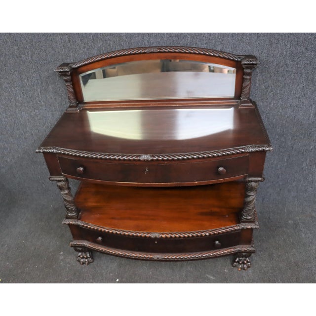 American American Empire Acanthus Carved Mahogany Server For Sale - Image 3 of 8