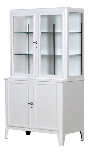 Vintage Iron Medical Cabinet, 1930s