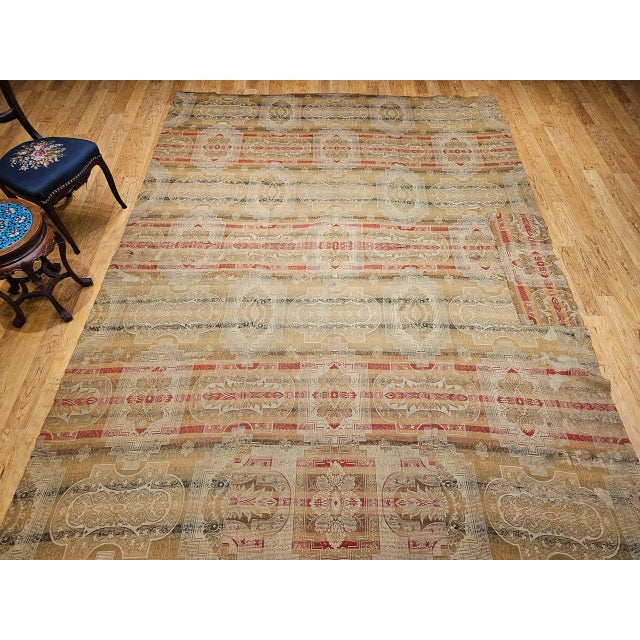 19th Century 19th Century European Flatwoven Wool Rug, Allover Geometric Design, 9x12 For Sale - Image 5 of 18