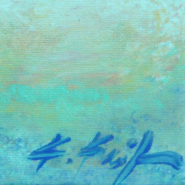 Salt Air - Original Blue Tone Beach Scene Acrylic Painting on Canvas by Kathleen Keifer For Sale - Image 9 of 9
