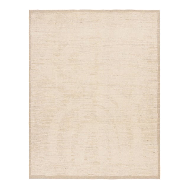 Rug & Kilim’s Modern Textural Rug in Beige and Cream with Ribbed Patterns - 13x18 For Sale