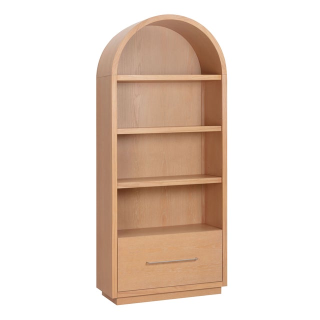 Boho Chic Marlow Natural Wood Bookcase with File Drawer For Sale - Image 3 of 9
