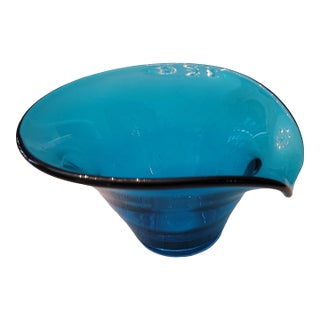 Decorative Blue Glass Condiment Bowl For Sale