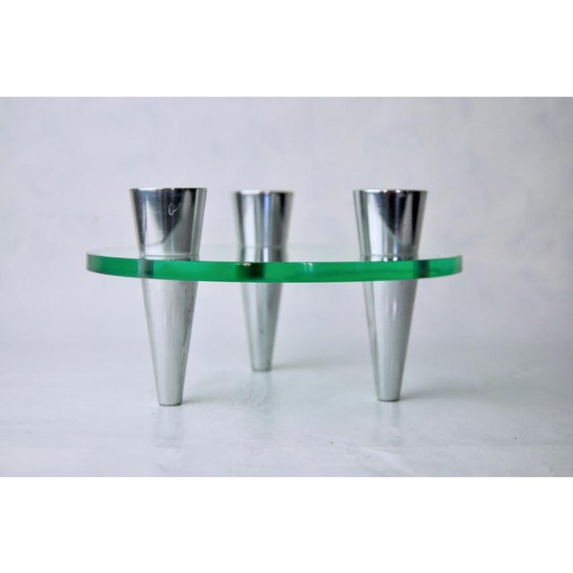 1970s Glass Circle Candlesticks with 3 Flames, Denmark, 1970s For Sale - Image 5 of 7