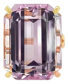 Kunzite and Diamond Ring in 18k Rose Gold, Size 6.5