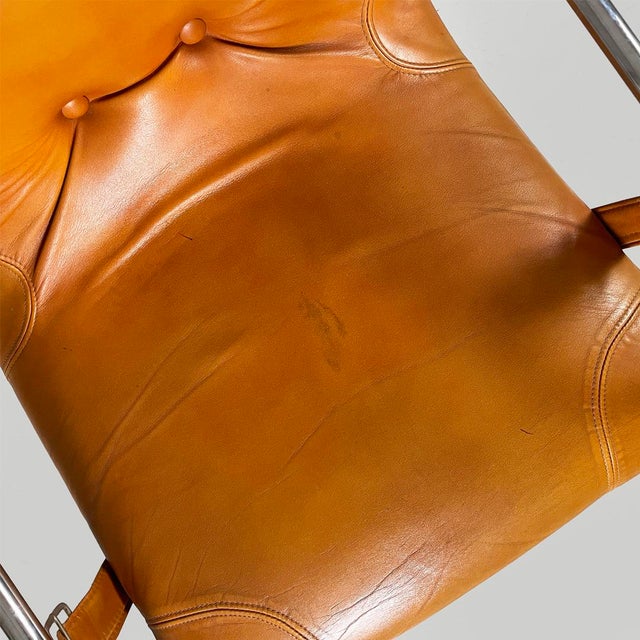 Italian Modern Brown Leather and Metal Chairs from Guido Faleschini, 1970s, Set of 4 For Sale - Image 16 of 18