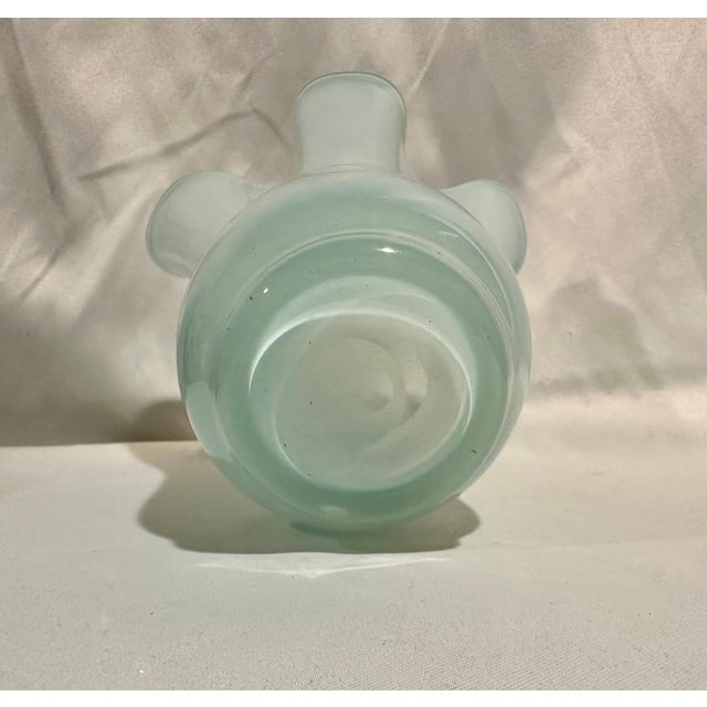 1980s Vintage Pale Blue Art Glass Handkerchief Vase For Sale - Image 5 of 5