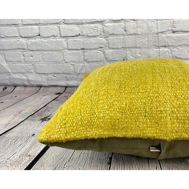 20 x 20 Hemp Pillow Turkish Cushion Natural Green Pillow Cushion Cover For Sale - Image 4 of 4