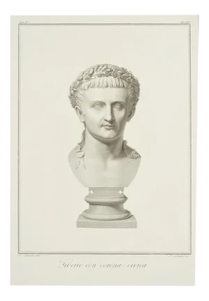 Bust of Tiberius - Original Etching by P. Fontana After A. Tofanelli 1821