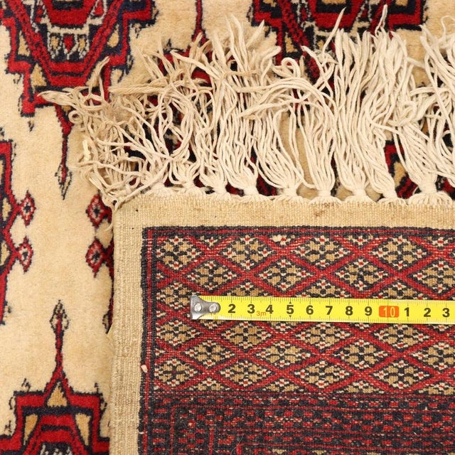 Textile Antique Handmade Cotton and Wool Bukhara Rug, Pakistan For Sale - Image 7 of 8