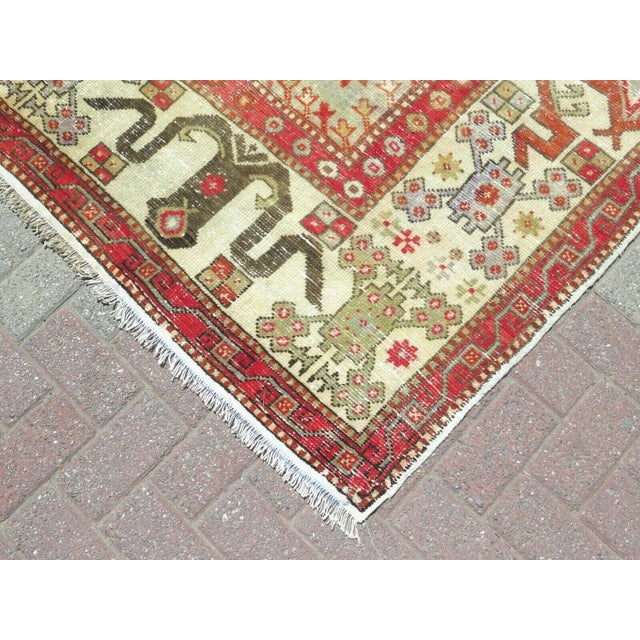 1960s Vintage Distressed Area Rug - 70"x111" For Sale - Image 10 of 11