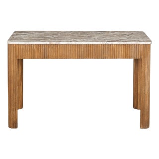 Matthew Izzo Home Tambour Mango Wood Marble Topped Desk/Side Table For Sale