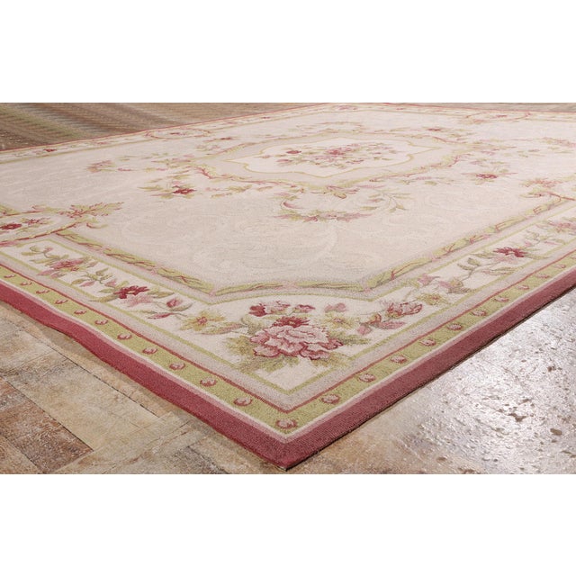 Beige Vintage Indian Aubusson Hooked Rug, 11'00 X 14'00 For Sale - Image 8 of 10