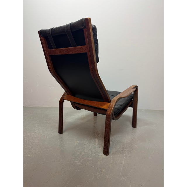 Mid-Century Lamino Black Leather Lounge Chair Model P583 by Yngve Ekström for Swedese, Sweden 1960s For Sale - Image 4 of 10