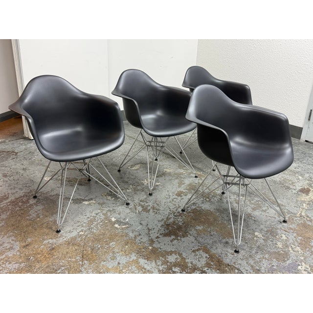 Modern Charles & Ray Eames for Vitra Eames Plastic Dar Armchair, Set of Four For Sale - Image 3 of 12