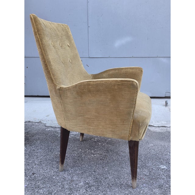 Wood Vintage Italian Chair with Wooden Feet and Velvet Fabric, 1950s For Sale - Image 7 of 10