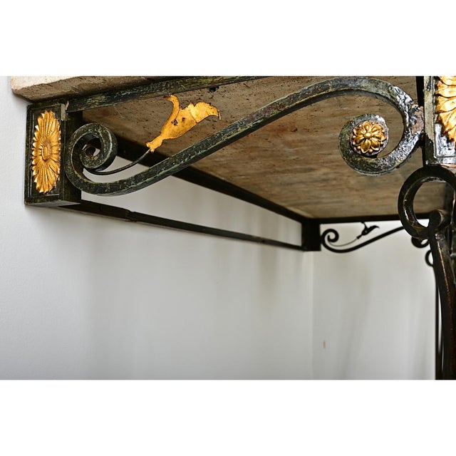French 19th Century Parcel Gilt Wall-Mounting Iron Console For Sale - Image 10 of 11