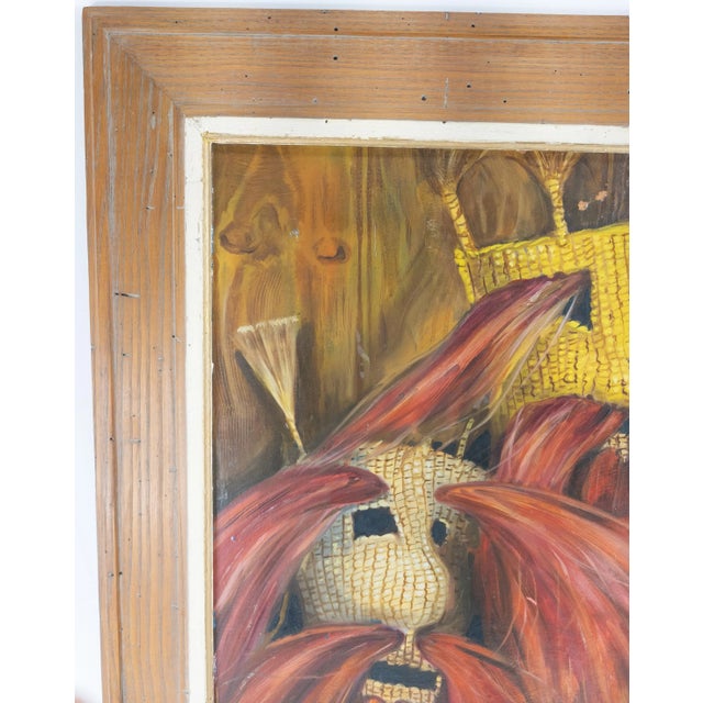 Mexican American Oil Painting of Mexican Masks by James For Sale - Image 3 of 11