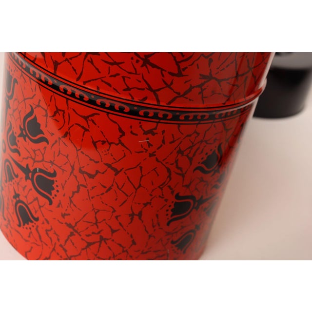 Set of Three Japanese Modern Nesting Canisters With Red and Black Floral Decoration For Sale - Image 11 of 18