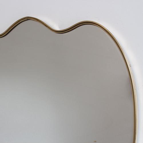 Metal Vintage Italian Wall Mirror with Brass Frame in the style of Gio Ponti, 1960s For Sale - Image 7 of 16