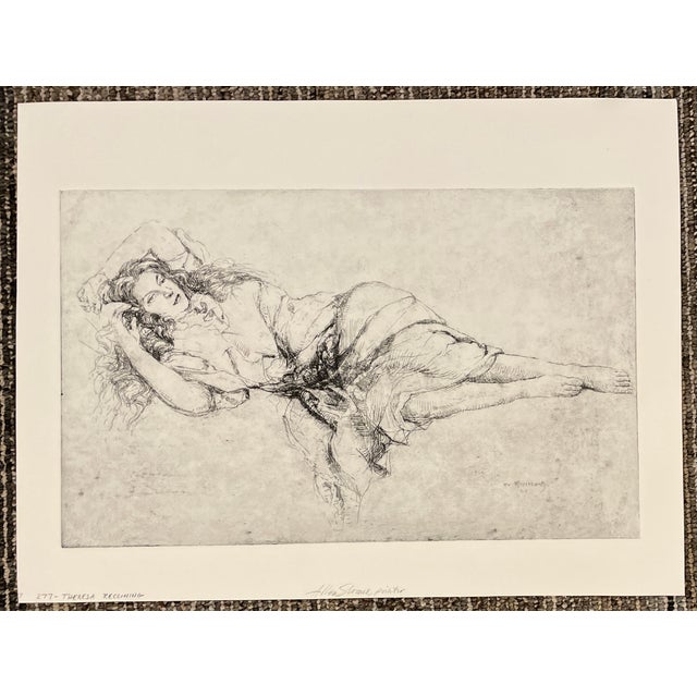 William Meyerowitz (1893-1981) "Theresa Reclining" etching on paper. Signed in the plate. Printed by Allen Sloane...