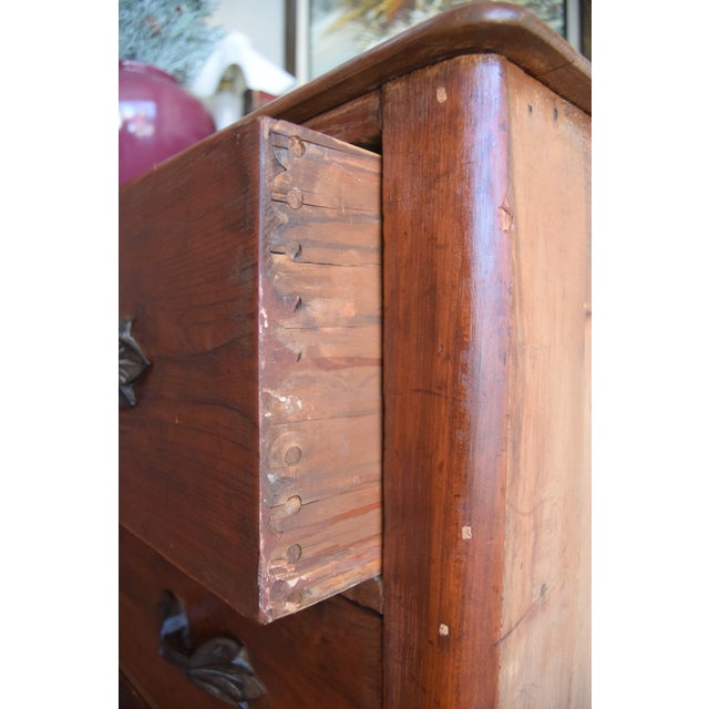 American 19th-Century American Cherry Chest of Drawers With Original Leaf Pulls For Sale - Image 3 of 6
