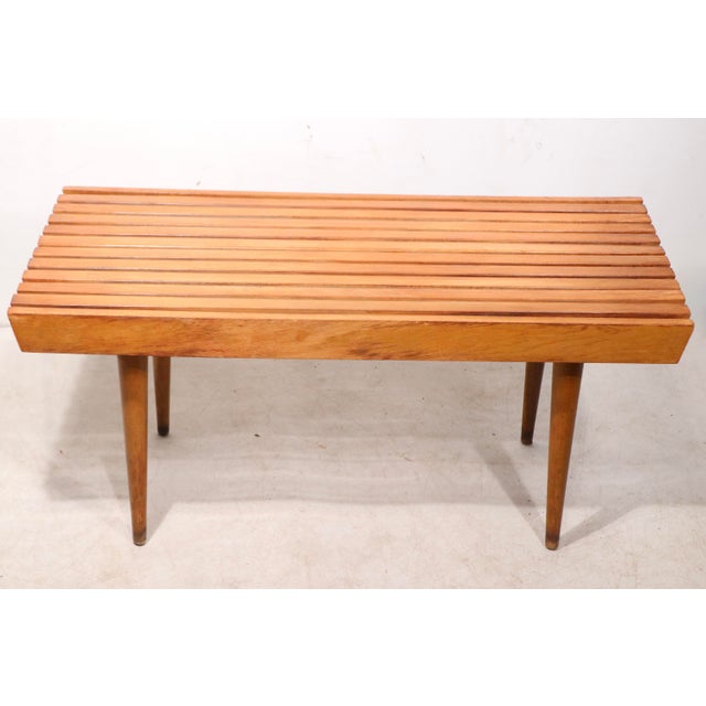 Mid 20th Century Diminutive Mid Century Slat Table Bench For Sale - Image 12 of 18