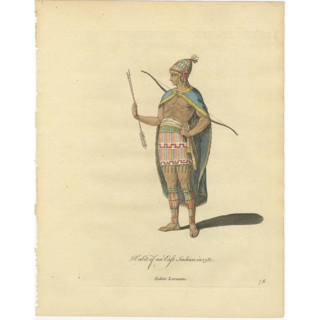 Hollywood Regency East Indies Figures & Tribal Dress, 1749, Engraving, Set of 3 For Sale - Image 3 of 9
