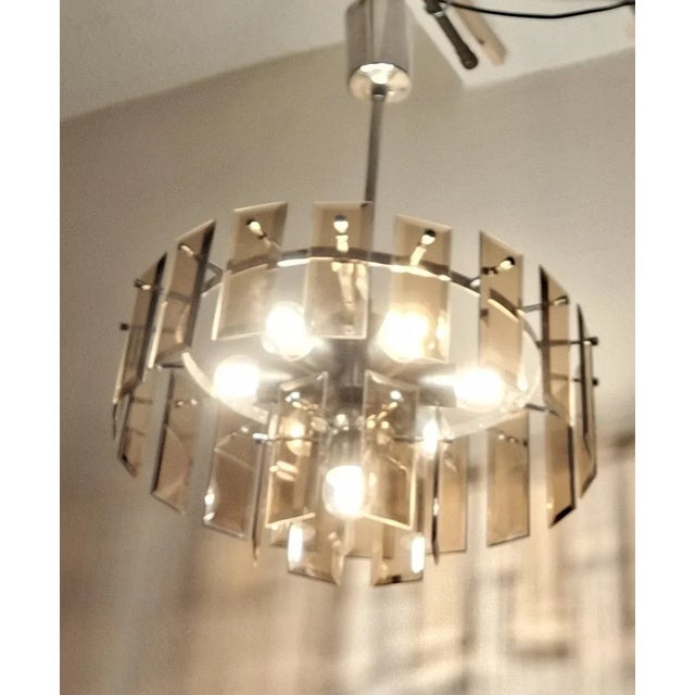 1970s Vintage Chandelier with Silver-Colored Metal Frame, 1970s For Sale - Image 5 of 8