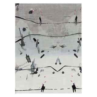 Handmade Grey, Ivory, Pink Splatter Rug by Eskayel for Doris Leslie Blau For Sale