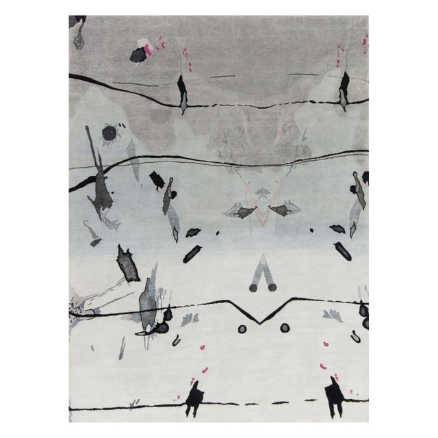 Handmade Grey, Ivory, Pink Splatter Rug by Eskayel for Doris Leslie Blau For Sale