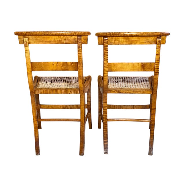 Antique Federal Period Pair of Birds Eye Maple & Tiger Maple Chairs For Sale - Image 10 of 12