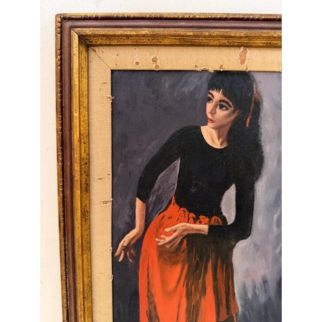 Original oil on canvas signed “Molly Conviser” and dated 1966 lower right. The painting depicts a barefoot young dancer...