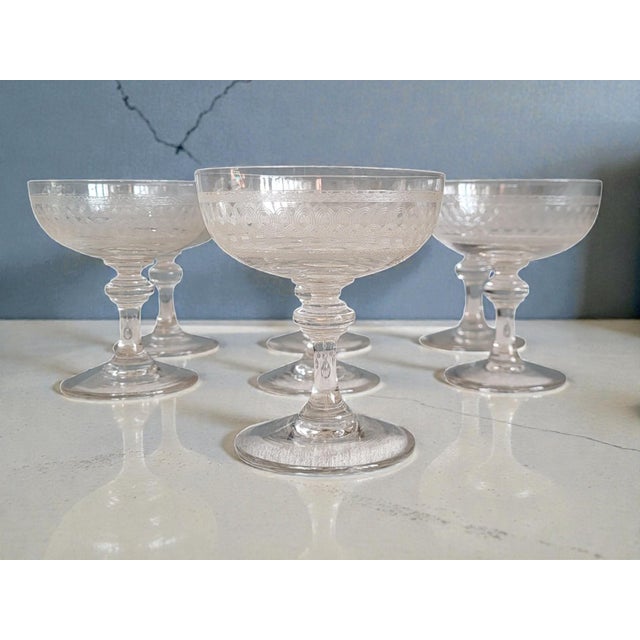 Crystal Champagne Glasses, Late 19th-Early 20th Century, Set of 7 For Sale - Image 5 of 6