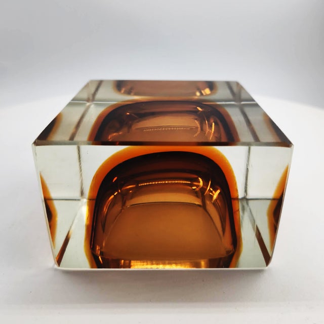Glass Vintage Square Ashtray in Murano Glass by Flavio Poli for Seguso, 1960s For Sale - Image 7 of 8
