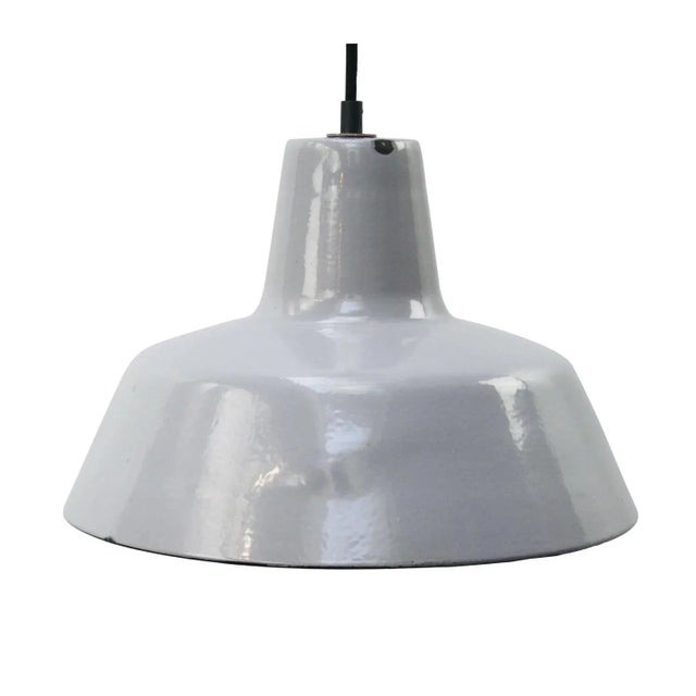 1950s Vintage Dutch Industrial Gray Enamel Hanging Lamp by Philips For Sale - Image 5 of 5