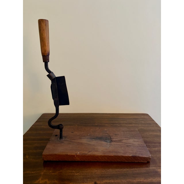Brown Antique French Country Wooden & Iron Herb Cutter or Cheese Board For Sale - Image 8 of 13
