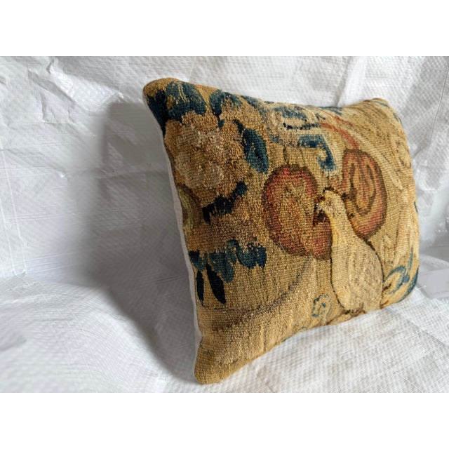 17th Century Brussels Figural & Fruit Tapestry Pillow For Sale - Image 4 of 7