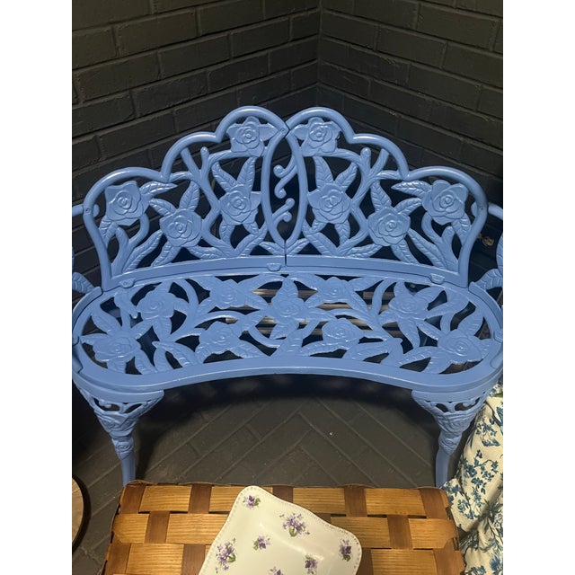 Farmhouse Cast Iron Garden Bench For Sale - Image 3 of 8